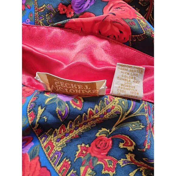 Victorias Secret Gold Label Womens Sleep Shirt Size Medium Red Rose Paisley Vtg - Picture 4 of 11